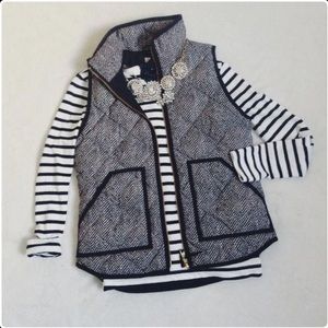 Shein Quilted Herringbone Vest Small Black & White